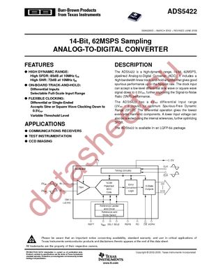 ADS5422Y/250 datasheet  